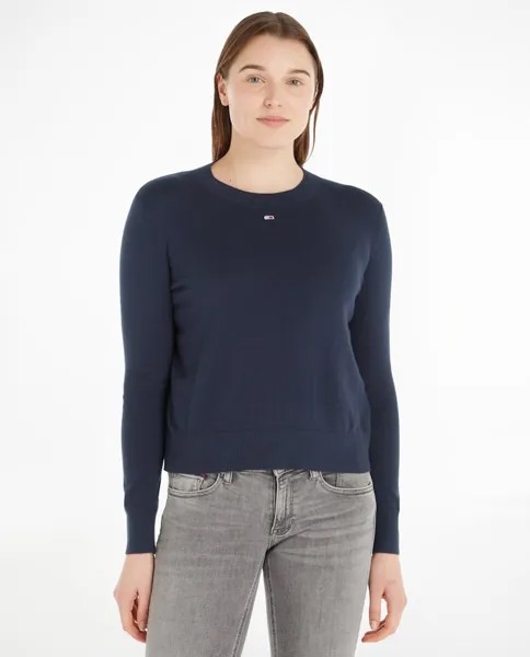 Женский свитер с круглым вырезом и длинными рукавами Tommy Jeans, темно-синий