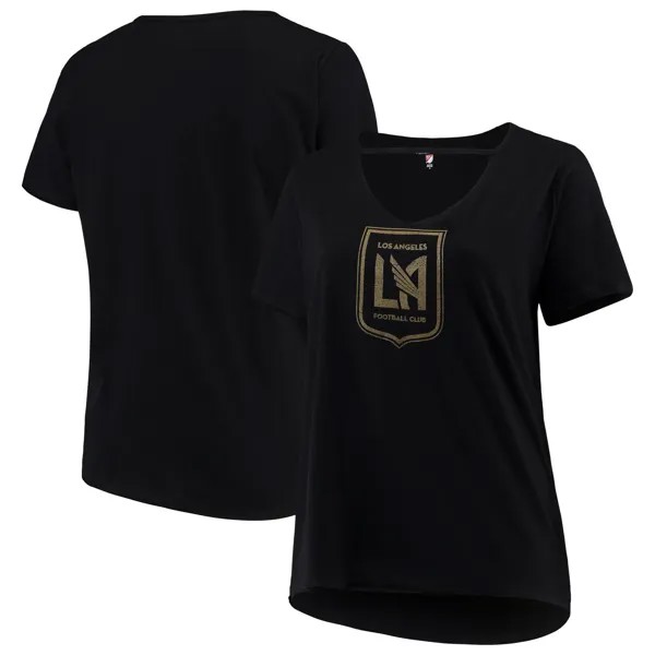 Женская черная спортивная футболка с v-образным вырезом для малышей 5th & Ocean by New Era LAFC больших размеров New Era