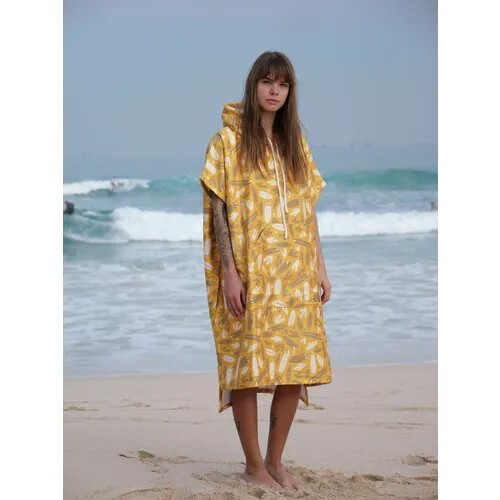 Накидка poncho_id, размер oversize M, горчичный