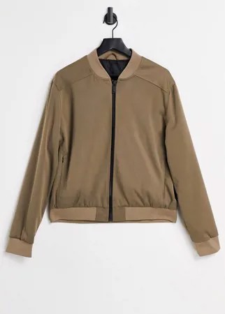 Светло-коричневая куртка-бомбер из твила River Island-Коричневый цвет