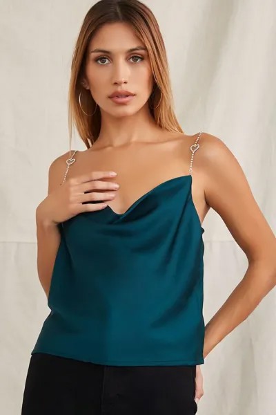 Атласная майка со стразами и капюшоном Forever 21