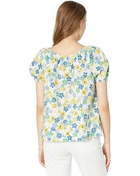 Топ Kate Spade New York Floral Medley Puff Sleeve Top, цвет Fresh White