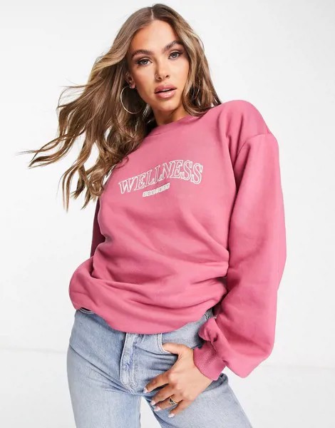 Розовый oversized-свитер с вышивкой Threadbare-Розовый цвет