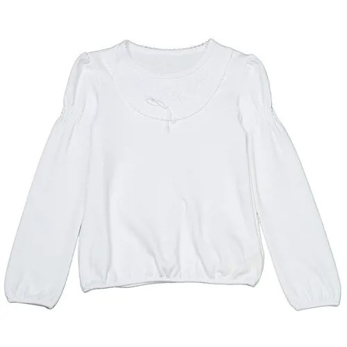 Школьная блуза Снег, длинный рукав, однотонная, размер 158, белый