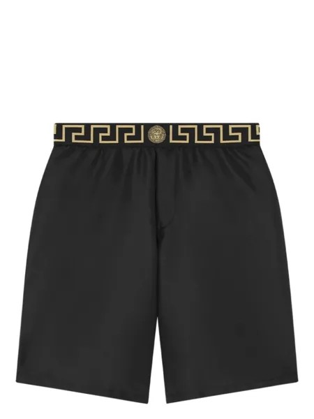 Versace плавки-шорты с поясом Greca, черный