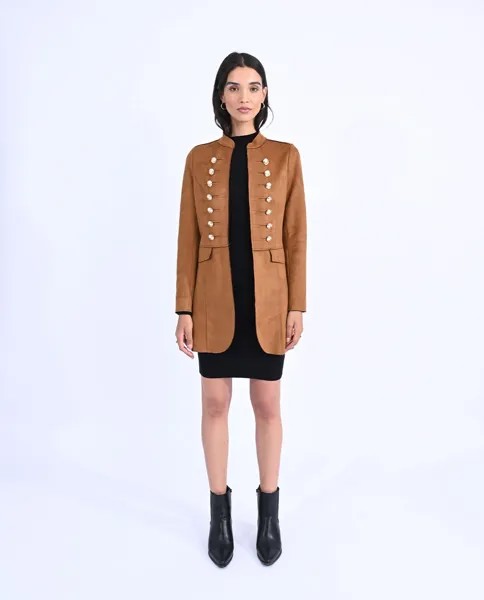 Длинная женская куртка в стиле милитари на пуговицах Molly Bracken, коричневый