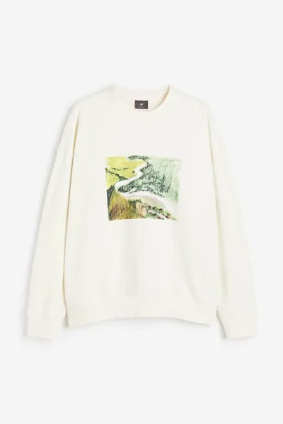 Толстовка оверсайз с принтом H&M, бежевый