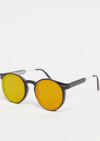Черные круглые солнцезащитные очки унисекс с красными зеркальными линзами Spitfire Post Punk-Черный