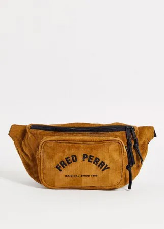 Коричневая вельветовая сумка на пояс Fred Perry-Коричневый цвет
