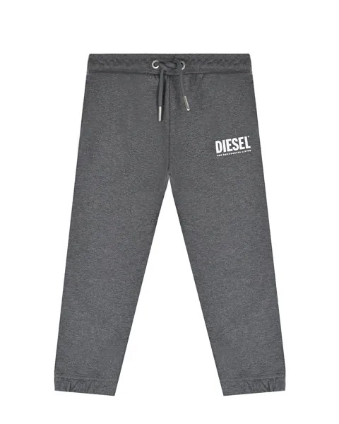 Серые спортивные брюки с поясом на кулиске Diesel детские