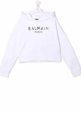 Balmain Kids худи с логотипом и эффектом металлик
