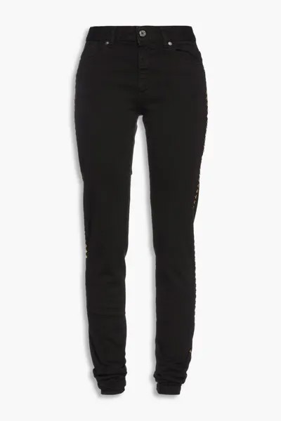 Узкие джинсы со средней посадкой и заклепками Just Cavalli, черный