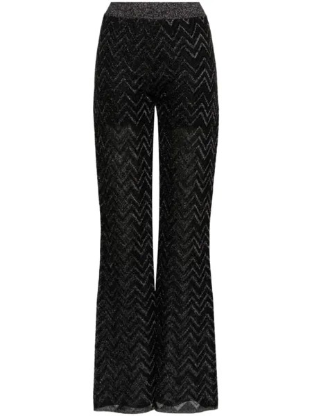 Missoni брюки широкого кроя с узором зигзаг, черный