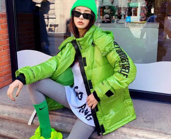 Пуховик средней длины для осени и зимы, новинка, модный зеленый пуховик, комбинезон, Корейская куртка