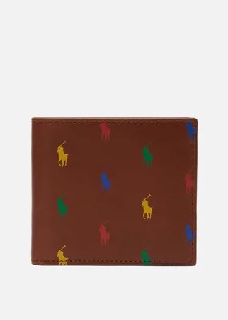 Кошелек Polo Ralph Lauren Multicolor Pony Smooth Leather Billfold, цвет коричневый