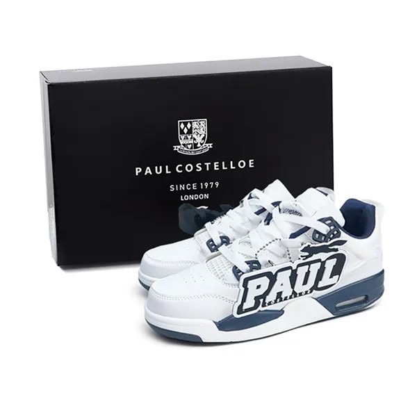 Кроссовки PAUL COSTELLOE Skateboarding Shoes Unisex Mid-top White/Dark Blue, синий