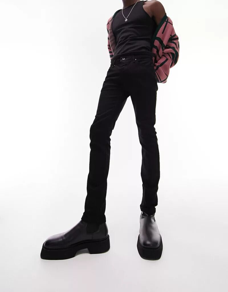 Черные эластичные джинсы скинни Topman