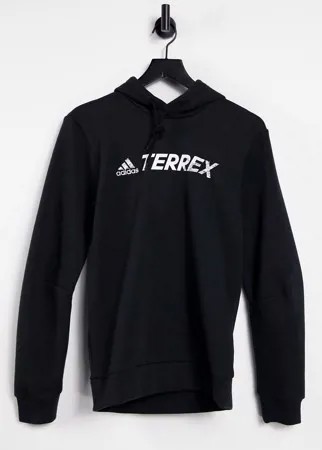 Черный худи с принтом adidas Outdoors Terrex-Черный цвет