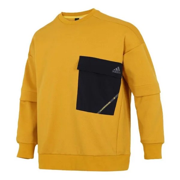 Толстовка Men's adidas Contrasting Colors Pocket Sports Round Neck Pullover Yellow, желтый