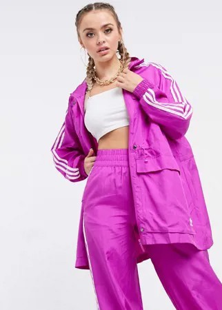 Розовая ветровка с тремя полосками adidas Originals-Розовый цвет