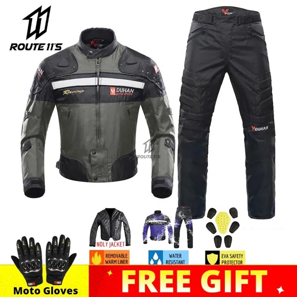 Защитная Мужская мотоциклетная куртка Духан, мотоциклетная куртка с защитным снаряжением, ветрозащитные брюки, костюм для езды на мотоцикл...