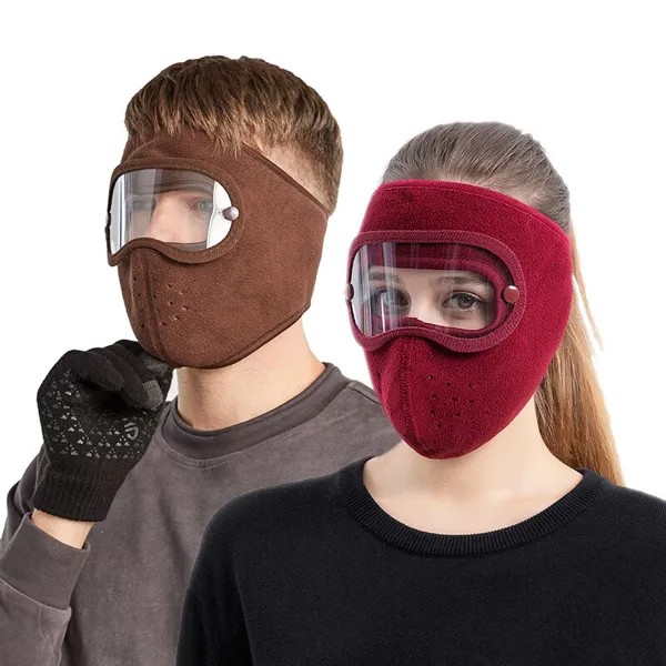 Зимняя ветрозащитная теплая маска для лица, лыжная дышащая маска, флисовая защитная маска для лица, s с HD очками, противотуманная велосипедная шапка, Балаклава