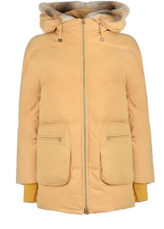Куртка песочного цвета с меховой отделкой Diego M