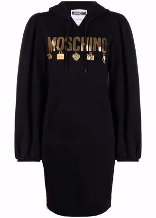 Moschino платье-худи с логотипом