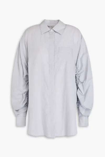Рубашка из хлопкового поплина в полоску со сборками 3.1 Phillip Lim, темно-синий