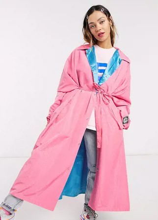 Длинный oversized-макинтош с присборенной отделкой Little Sunny Bite-Розовый цвет