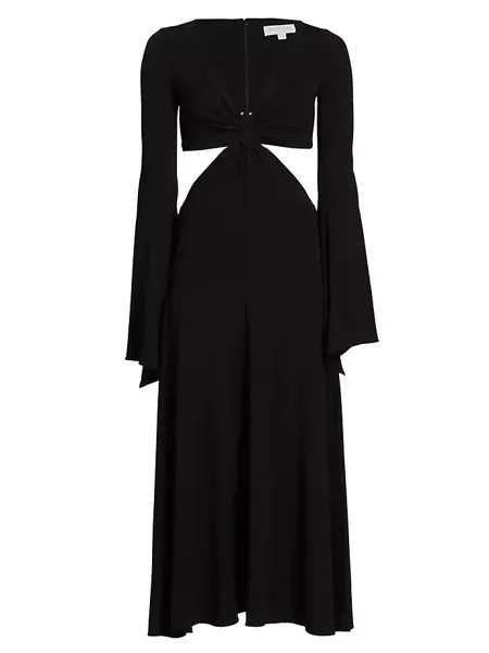 Платье миди с рукавами-колокольчиками и вырезами Michael Kors Collection, черный
