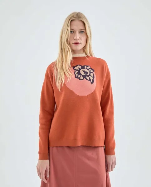 Женский свитер тонкой вязки с рисунком спереди Compañía Fantástica, оранжевый
