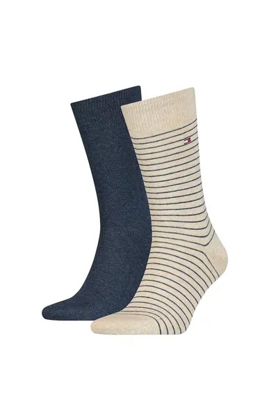 Длинные чистые полосатые носки – 2 пары Tommy Hilfiger, бежевый