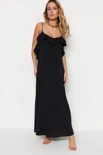 Пляжное платье со складками Trendyol, черный