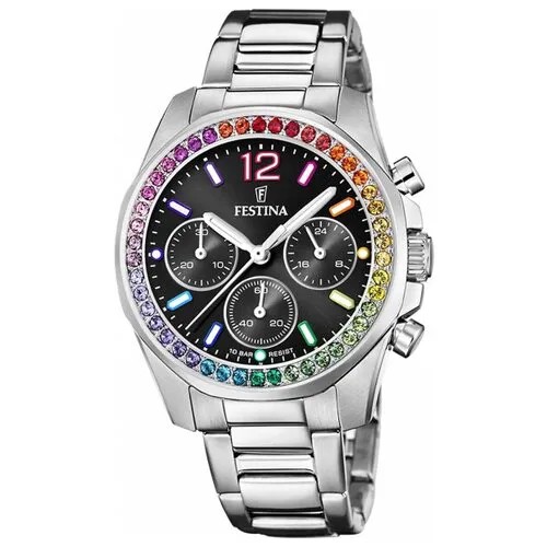 Наручные часы FESTINA Boyfriend, черный, серебряный