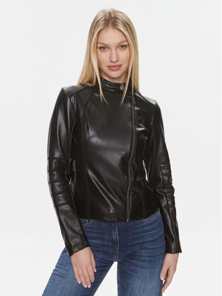 Кожаная куртка стандартного кроя Guess, черный