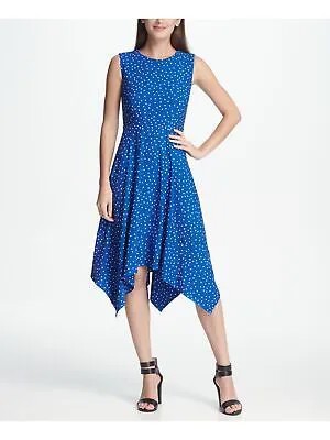 DKNY Женское синее платье длиной ниже колена в горошек на работу 12