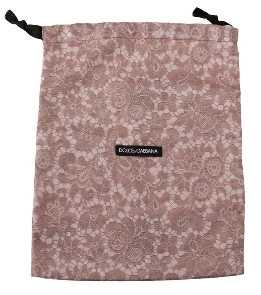DOLCE - GABBANA Чехол для пыльника, розовая кружевная сумка для обуви с цветочным принтом и шнурком, 32см x 26см