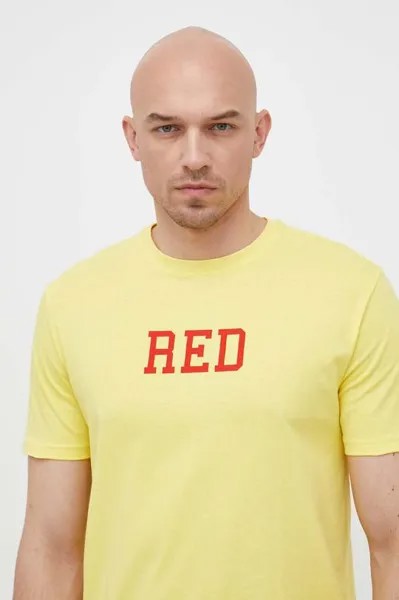 Хлопковая футболка United Colors of Benetton, желтый