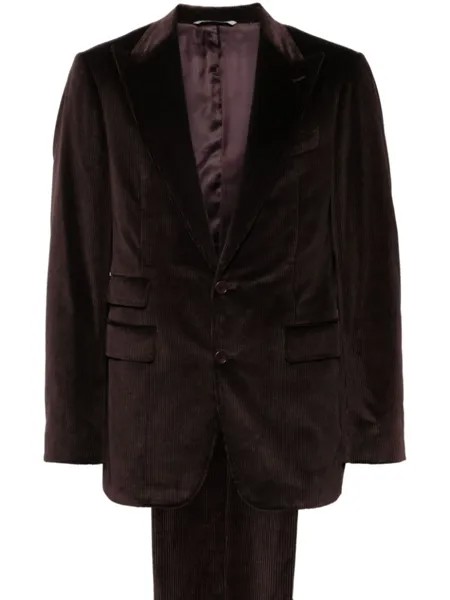 Canali вельветовый костюм с однобортным пиджаком, красный