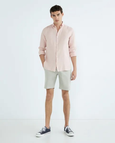 Льняная мужская рубашка Brooksfield, розовый