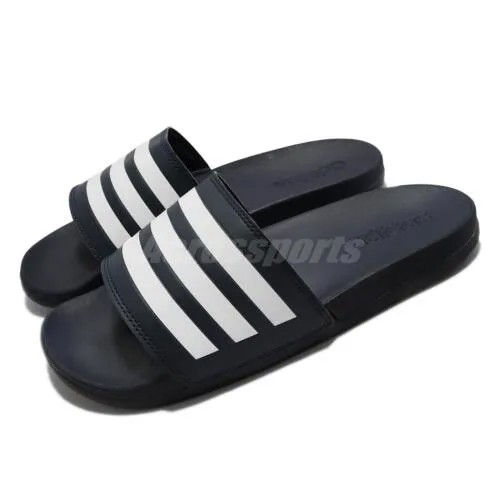 Adidas Adilette Comfort темно-синие белые мужские унисекс сандалии без шнуровки тапочки GZ5892