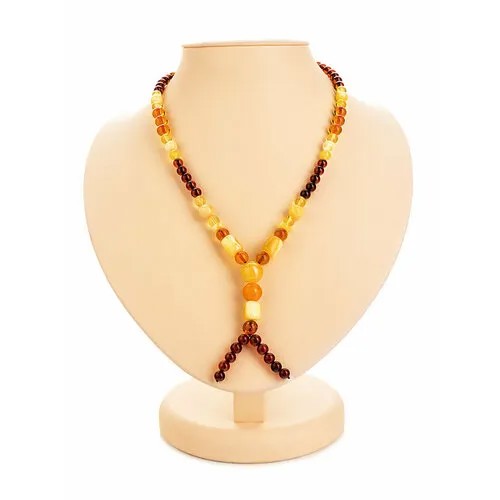 Бусы AmberHandmade, янтарь, длина 60 см, коричневый, желтый