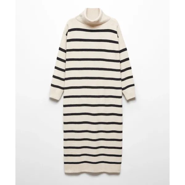 Платье Mango Stripe Knitted, бежевый
