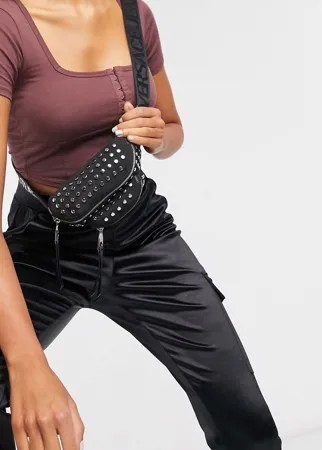 Сумка-кошелек на пояс с заклепками Versace Jeans Couture-Черный