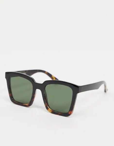 Квадратные солнцезащитные очки в массивной черепаховой оправе ASOS DESIGN-Черный