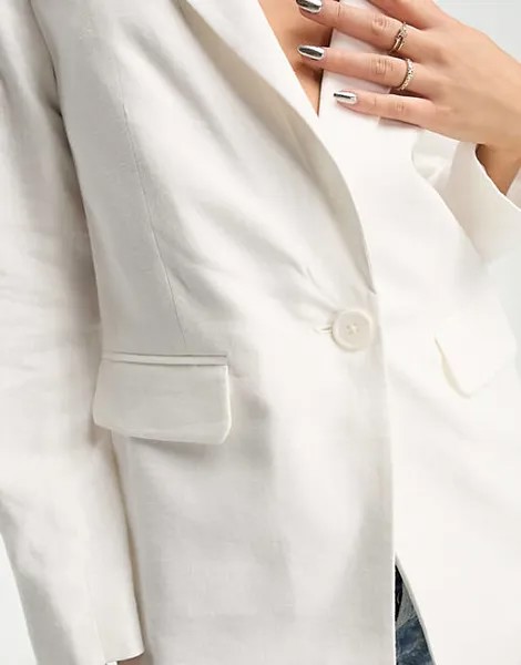 Белый льняной пиджак New Look