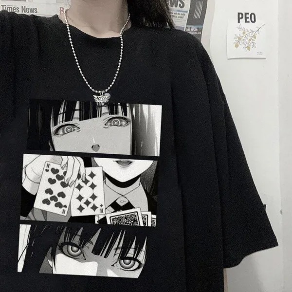 Женские футболки Аниме Kakegurui Футболка Косплей Короткие рукава Повседневный Харадзюку Топ Япония Оверсайз Футболки Camiseta