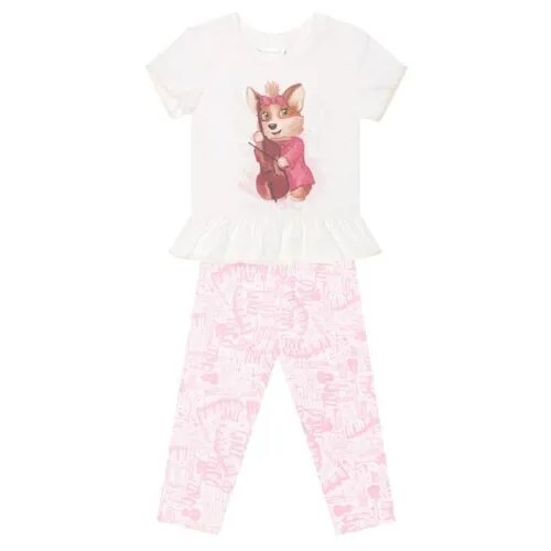 Пижама КОТОФЕЙ размер 98, белый/розовый