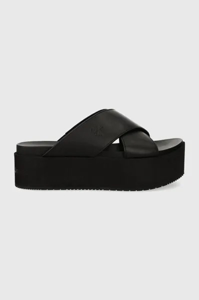 Кожаные шлепанцы Calvin Klein Jeans, черный